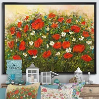 Designart - Blossoming Red Flower Fields