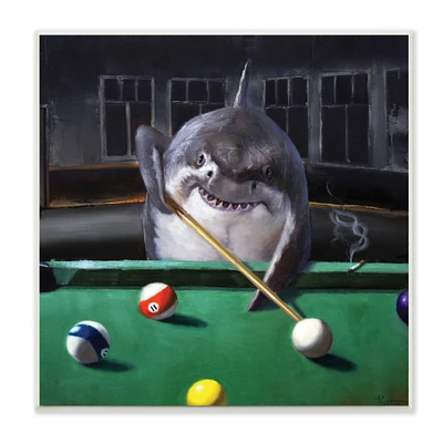 Stupell Industries Pool Shark Funny Marine Animal Bar, 12" x 12"