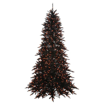 3ft. Pre-Lit Black Fir Artificial Christmas Tree, Orange Incandescent Lights