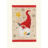 Vervaco Christmas Gnomes On Aida Counted Cross Stitch Greeting Card Kit