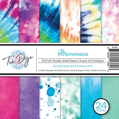 Reminisce Double-Sided Paper Pad 6" x 6" 24 ct. Tie Dye, 12 Designs/2 Each