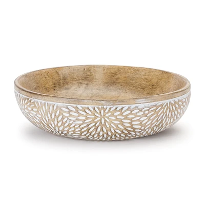 8" Tan Decorative Etched Bowl