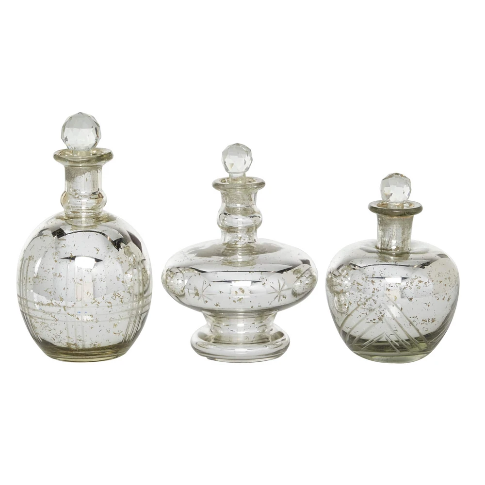 Silver Glass Vintage Decorative Jar Set