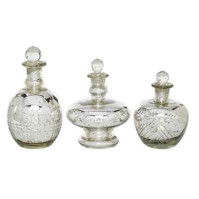 Silver Glass Vintage Decorative Jar Set