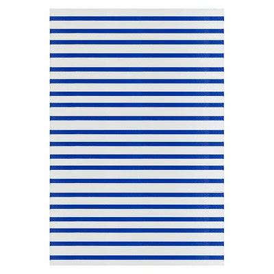 Blue & White Striped Rectangular Outdoor Area Rug, 4ft. x 6ft.