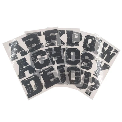 12 Packs: 32 ct. (384 total) 3" Iron-On Distressed Black Letters by Make Market®