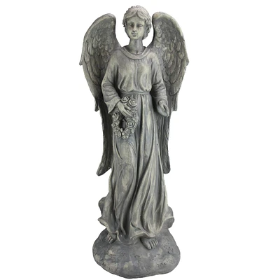 26" Angel with Floral Wreath Garden Figure