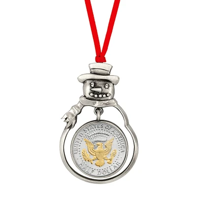Presidential Seal 2-Tone JFK Half Dollar Snowman Ornament