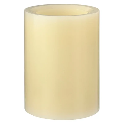 12 Pack: Inglow® 3" x 4" Cream Flameless Real Wax LED Pillar Candle