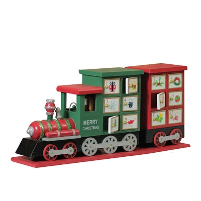 16.5" Locomotive Train Wood Christmas Advent Calendar