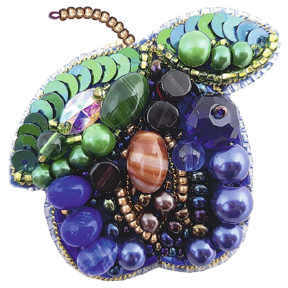 Crystal Art Beadwork Plum Brooch Kit