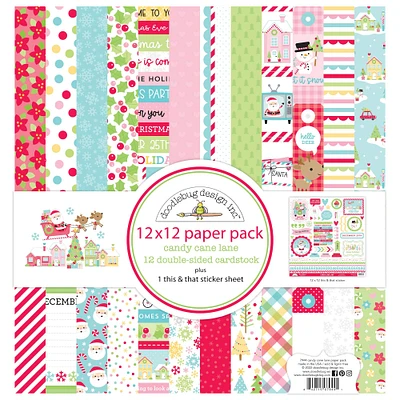 Doodlebug Design Inc.™ Candy Cane Lane Double-Sided Paper Pack, 12" x 12"