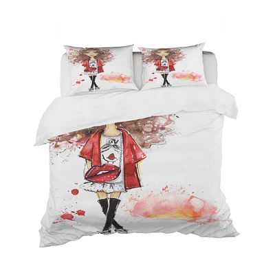 Designart 'Fashionable teenage girl' Glamour Bedding Set