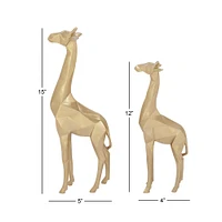 CosmoLiving by Cosmopolitan Gold Polystone Modern Giraffe Sculpture Set