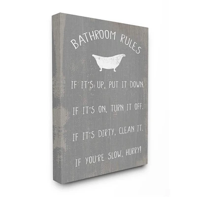 Stupell Industries Countryside Bathroom Rules Sign with Claw Bath Canvas Wall Art