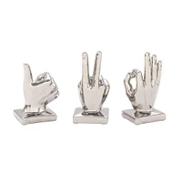 CosmoLiving by Cosmopolitan Silver Hand Sculpture Set