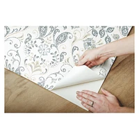 RoomMates White & Blue Persian Damask Peel & Stick Wallpaper