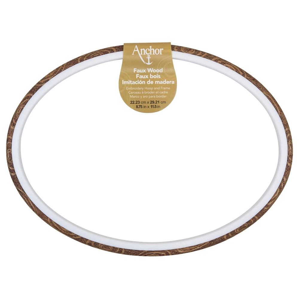 12 Pack: Anchor® 11.5" Faux Wood Oval Embroidery Hoop & Frame