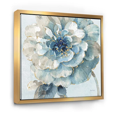 Designart - Indigold Watercolor Flower II - Farmhouse Framed Canvas