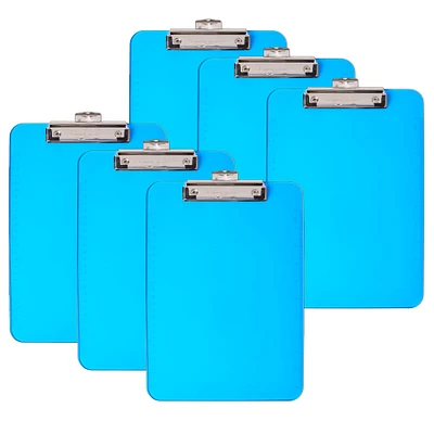 Charles Leonard Neon Blue Letter Size Plastic Clipboard, 6ct.