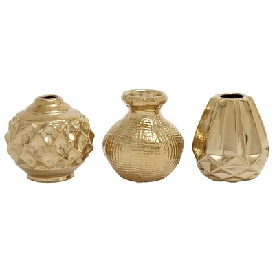 CosmoLiving by Cosmopolitan Gold Stoneware Glam Vase Set