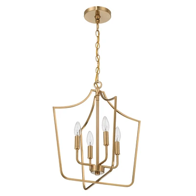 Constance Brushed Gold Tapered Metal 4-Light Candelabra Chandelier Style Ceiling Light