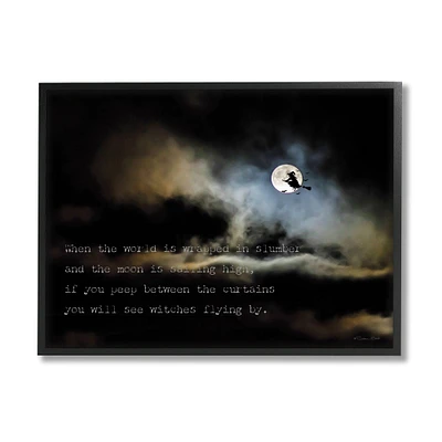 Stupell Industries Witch Flying By Moon Framed Giclee Art