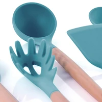 MegaChef Light Teal Silicone & Wood Cooking Utensils Set