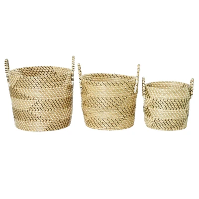 Beige Seagrass Modern Storage Basket Set