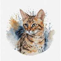 Luca-S Bengal Cat Counted Cross Stitch Kit with Display Hoop