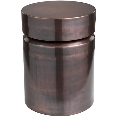 19" Copper Metal Drum Accent Table