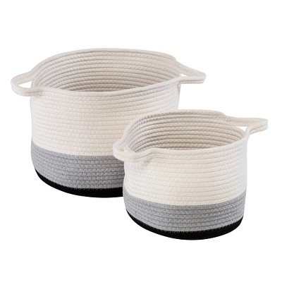 Honey Can Do Black & White Ombré Nesting Cotton Rope Storage Basket Set