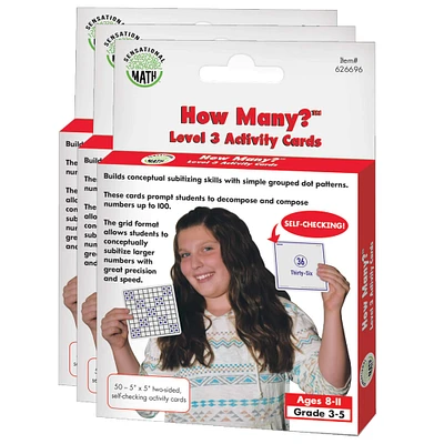 Sensational Math™ How Many? Activity Cards Level III, 3 Packs of 50