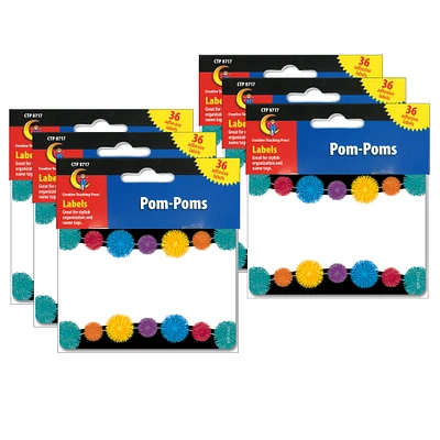 Creative Teaching Press® Pom-Poms Name Tag Labels, 6 Packs of 36