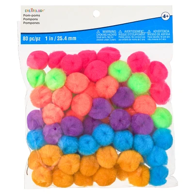 12 Packs: 80 ct. (960 total) 1" Bright Mix Pom Poms by Creatology™