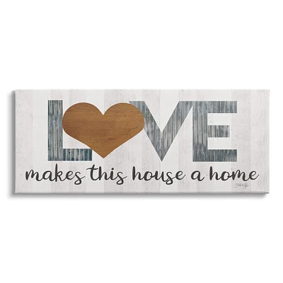Stupell Industries Love Makes House a Home Motivational Family Phrase Canvas Wall Art