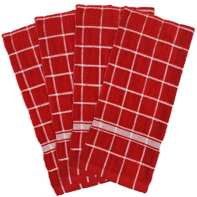 DII® Red Windowpane Terry Dishtowel, 4ct.