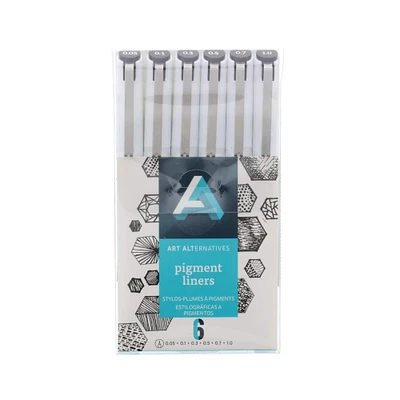 Art Alternatives Black Pigment Liner Pen 6 Piece Set