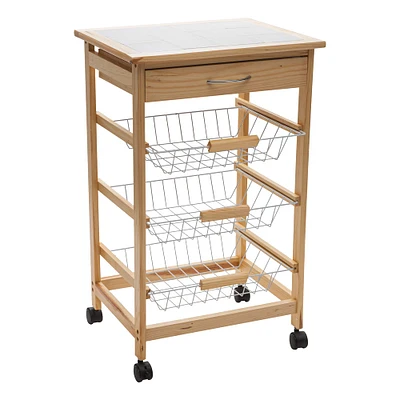 Organize It All 3-Tier Basket & Drawer Kitchen Cart