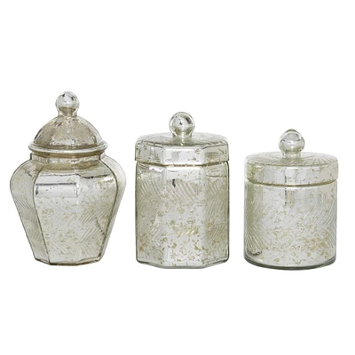 Silver Glass Vintage Decorative Jar Set