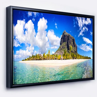 Designart - Mauritius Beach Panorama - Photography Canvas Art Print in Black Frame