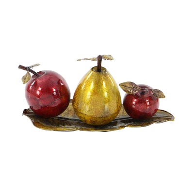 19" Red Iron Traditional Decorative Fruit with Tray