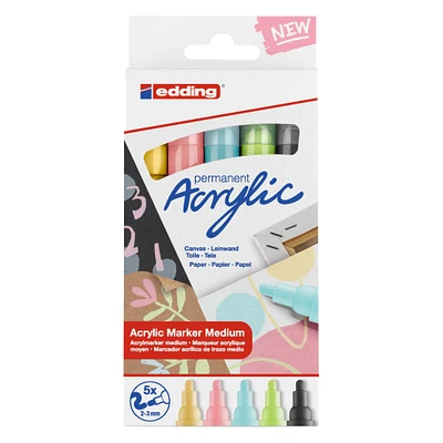 8 Packs: 5 ct. (40 total) edding® 5100 Medium Pastel Acrylic Marker Set