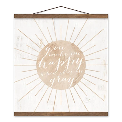 You Make Me Happy Teak Hanging Canvas