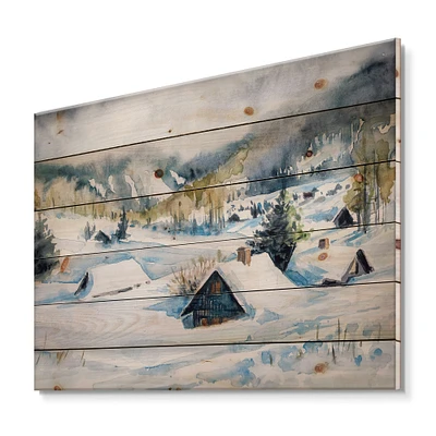 Designart - Mountain Village In Winter