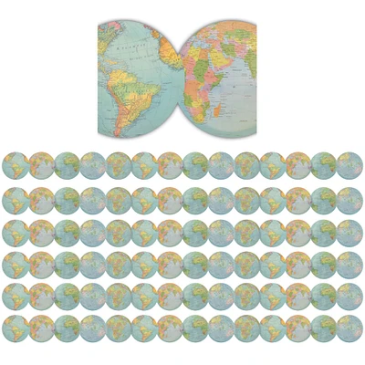 Teacher Created Resources Travel the Map Globes Die Cut Border Trim, 210ft.