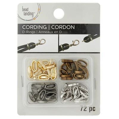 12 Packs: 72 ct. (864 total) Cording D-Rings by Bead Landing™