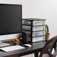 IRIS Black 4-Drawer Desktop Storage Unit