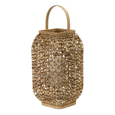 21.5" Wicker & Glass Lantern