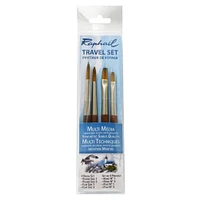 6 Packs: 4 ct. (24 total) Raphaël Multi Media Synthetic Sable Travel Brush Set